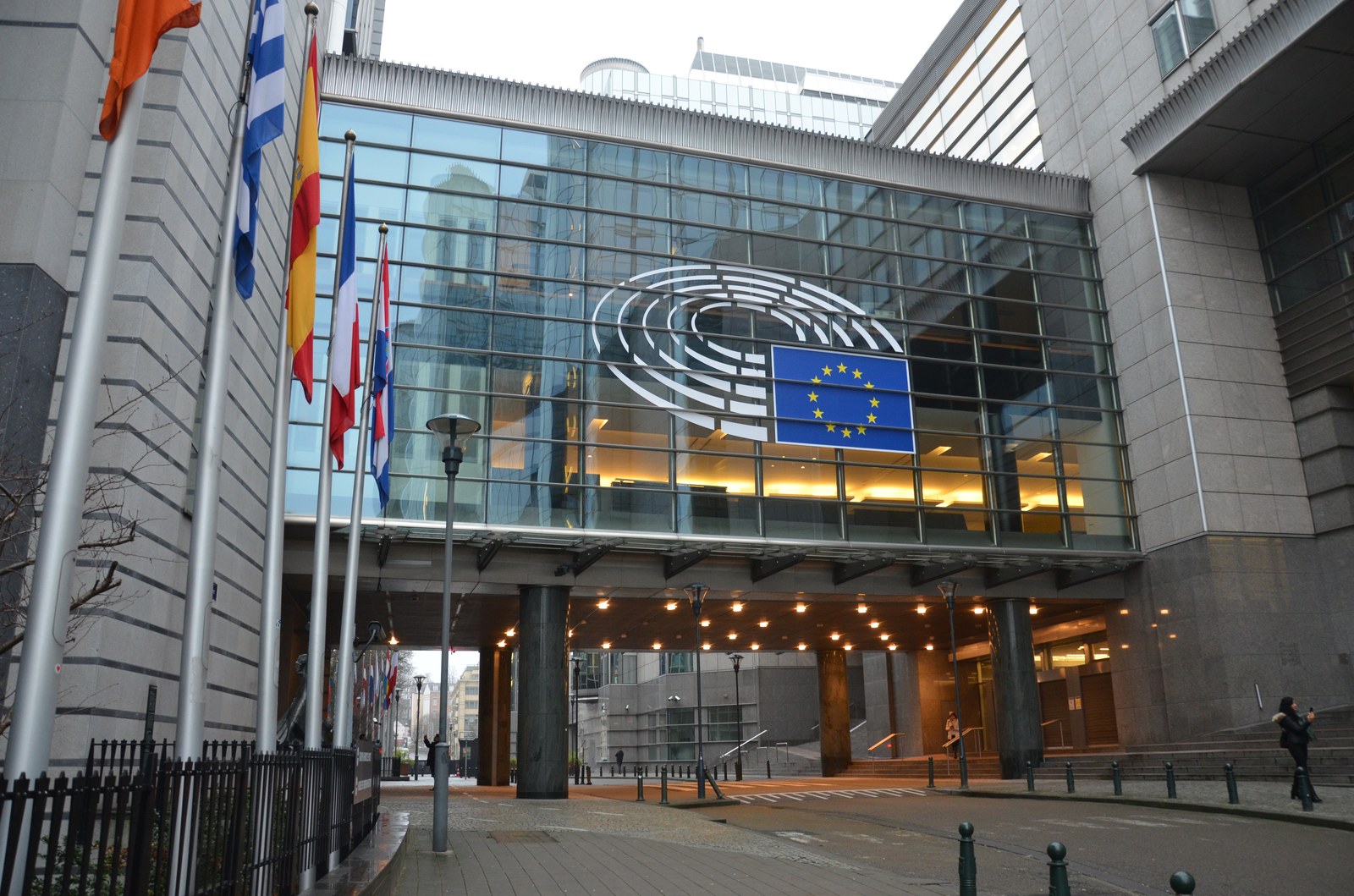 European Parliament building in Brussels at the Espace Léopold complex